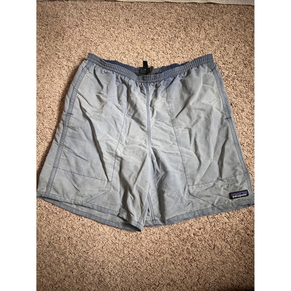 Patagonia Baggies Shorts Mens Medium Blue Grey 5 Inch Inseam Nylon Swim Trunks